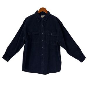 Paul Harris Shirt Women Large Navy Corduroy Cotton Chore Barn Casual Comfy VTG